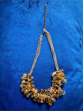Gold Crystal Cluster Statement Necklace - Women Jewelry